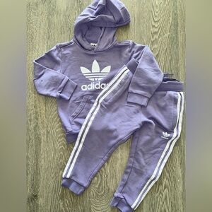 Adidas Kids Girls Youth Purple Lavender White Hoodie Sweatpants Joggers Set 4T